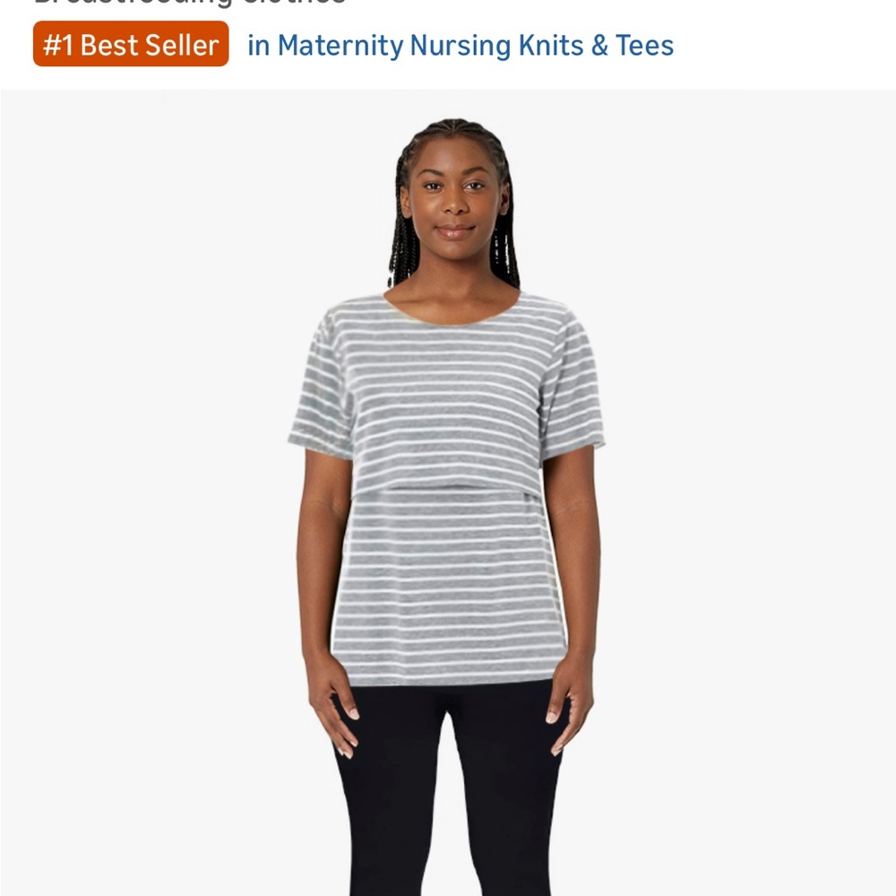 Gray Striped Nursing Top